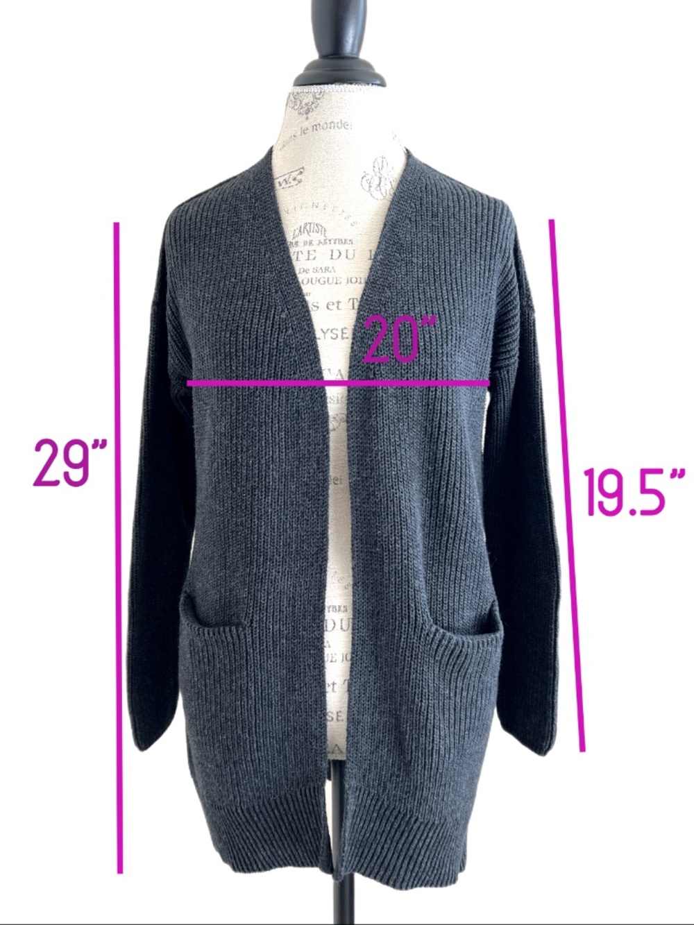 Grey Open-Front Ribbed Cardigan Sweater by Universal Thread Size Small - Picture 8 of 9